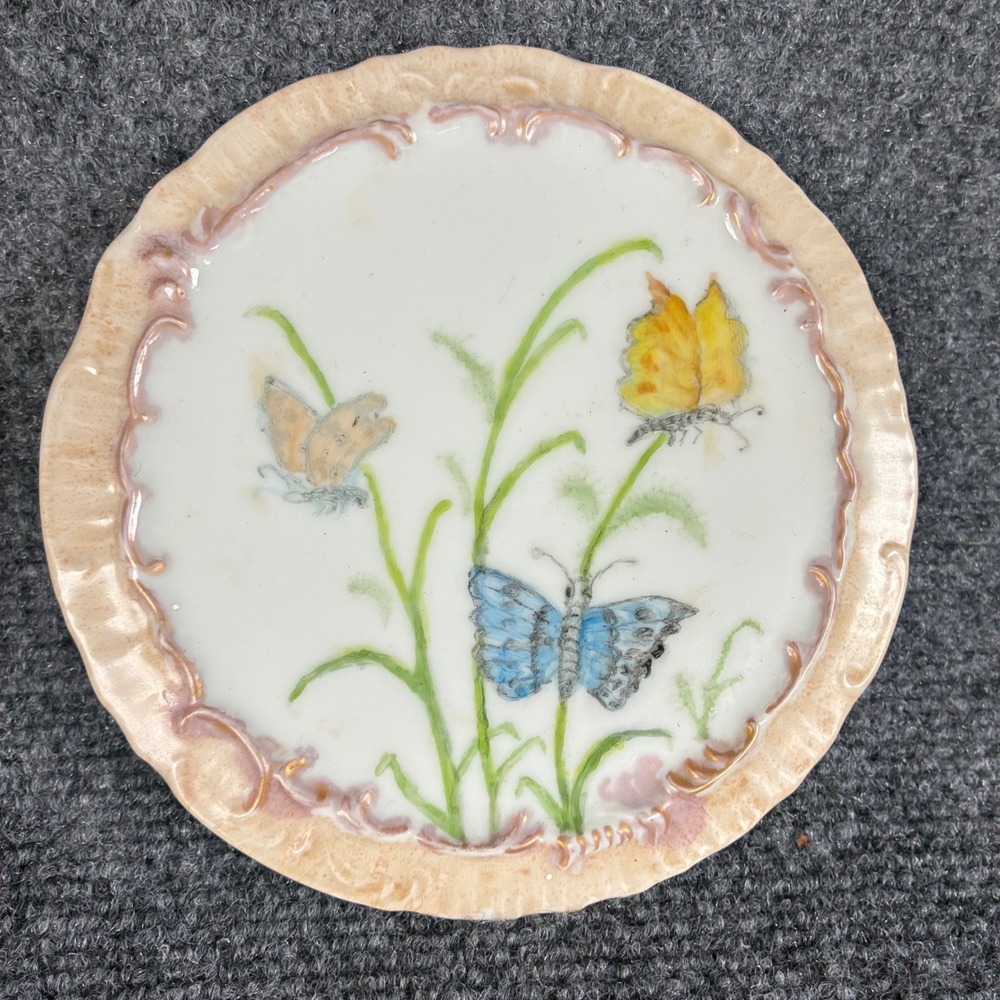 C. Farrington Decorative Plate 1965 6.25" Butterfly Hand Painted Vintage